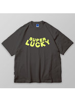 SUPER LUCKY フロッキーTシャツ black（Lサイズ）