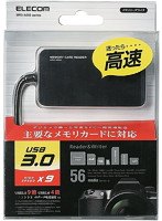 メモリリーダライタ/USB3.0対応/SD，microSD，MS，XD，CF対応/スリムコネクタ/ブラック MR3-A006BK