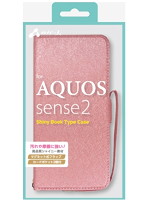 エアージェイ AQUOS sense2 シャイニー手帳型ケースPK AC-AQS2SHYPK