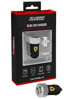 Ferrari 公式ライセンス品 2USBポート 2.1A車載充電器 USB-Lingtning USB-DOCKケーブル2本付（Slim Car ...