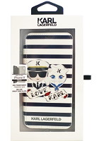 KARL 公式ライセンス品 iPhoneX専用 マリン柄PUレザー 手帳型ケース Booktype case-Sailors-Stripes iPh...