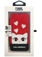 KARL 公式ライセンス品 iPhoneX専用 グリッター手帳型ケース Bootype Case-Choupette Valentine-Glitter...