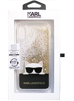 KARL 公式ライセンス品 iPhoneX専用 グリッター PCバックカバー Transparent TPU Case-Choupette with S...