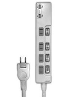 HIDISC USB 2ポート付 節電タップ（独立スイッチ付） 4個口＋2USBポート HDUTC4U2WH