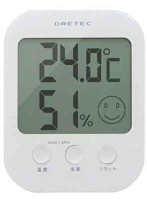 DRETEC デジタル温湿度計 オプシス 5段階の表情で室内の快適度を表示 O-230WT