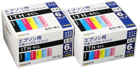 ワールドビジネスサプライ Luna Life エプソン用 ITH-6CL 互換インクカートリッジ 6本セット×2個パック