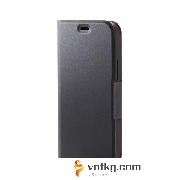 iPhone12 mini ケース カバー 手帳 フラップ レザー 薄型 スリム カード マグネット スタンド 軽い シンプル ビジネス ブラック