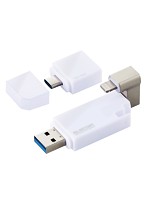 LightningUSBメモリ/USB3.2（Gen1）/USB3.0対応/16GB/Type-C変換アダプタ付/ホワイト MF-LGU3B016GWH
