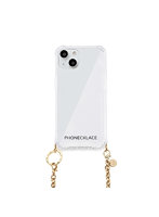 PHONECKLACE チェーンショルダーストラップ付きクリアケース for iPhone 13 mini ゴールド PN21585i13MNGD