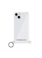 PHONECKLACE ストラップ用リング付きクリアケース for iPhone 13 mini ガンブラックチャーム PN21588i13...
