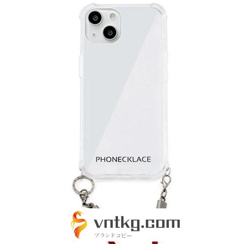 PHONECKLACE ロープショルダーストラップ付きクリアケース for iPhone 13 ダークレッド PN21593i13RD