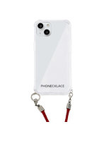 PHONECKLACE ロープショルダーストラップ付きクリアケース for iPhone 13 ダークレッド PN21593i13RD