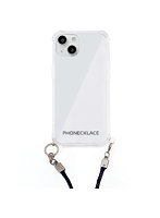 PHONECKLACE ロープショルダーストラップ付きクリアケース for iPhone 13 ネイビー PN21594i13NV