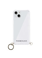 PHONECKLACE ストラップ用リング付きクリアケース for iPhone 13 ゴールドチャーム PN21599i13GD