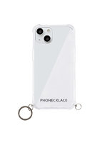 PHONECKLACE ストラップ用リング付きクリアケース for iPhone 13 ガンブラックチャーム PN21600i13BK