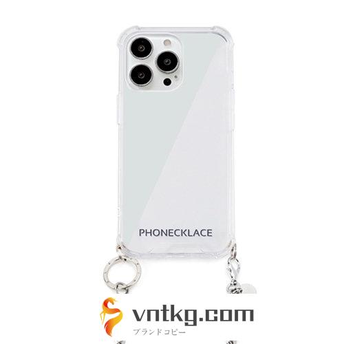 PHONECKLACE チェーンショルダーストラップ付きクリアケース for iPhone 13 Pro シルバー PN21601i13PSV
