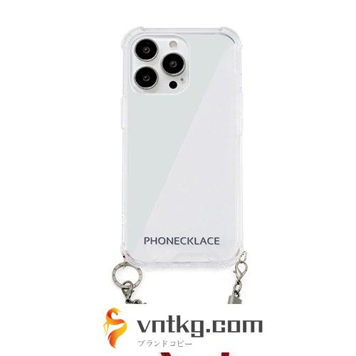PHONECKLACE ロープショルダーストラップ付きクリアケース for iPhone 13 Pro ダークレッド PN21605i13PRD