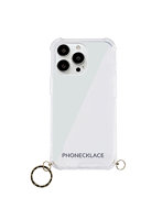 PHONECKLACE ストラップ用リング付きクリアケース for iPhone 13 Pro ゴールドチャーム PN21611i13PGD