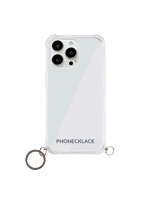 PHONECKLACE ストラップ用リング付きクリアケース for iPhone 13 Pro ガンブラックチャーム PN21612i13PBK