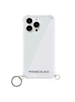 PHONECKLACE ストラップ用リング付きクリアケース for iPhone 13 Pro Max シルバーチャーム PN21615i13PMSV