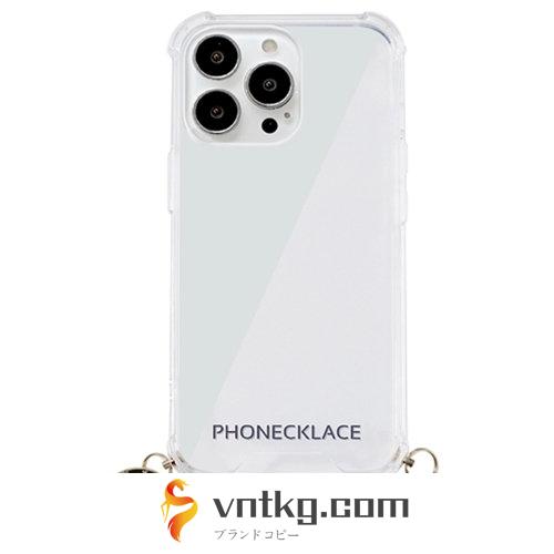 PHONECKLACE ストラップ用リング付きクリアケース for iPhone 13 Pro Max ゴールドチャーム PN21616i13PMGD