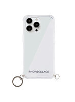 PHONECKLACE ストラップ用リング付きクリアケース for iPhone 13 Pro Max ガンブラックチャーム PN21617...
