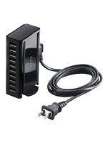 USB 充電器 10ポート USB-A 合計60W 卓上 多ポート 縦置き横置き対応 ブラック EC-ACD04BK