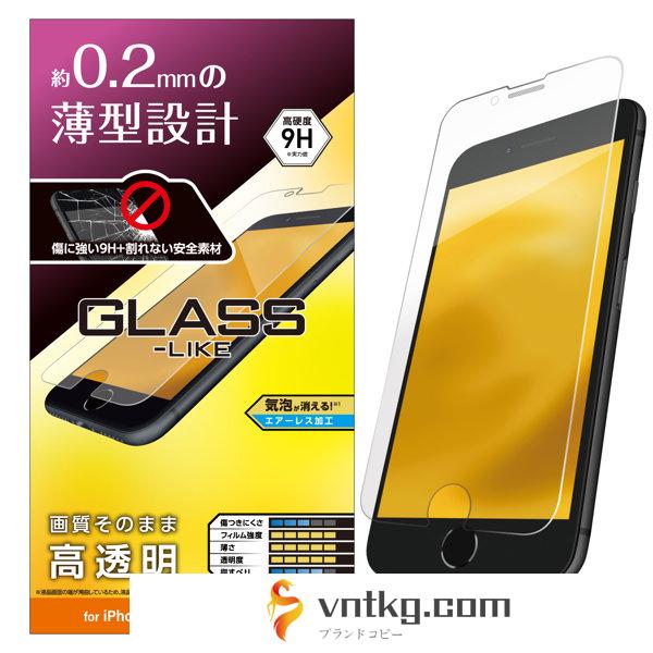 iPhone SE 第3世代/SE 第2世代/8/7/6s/6 用 ガラスライクフィルム 薄型 硬度9H 高透明 エアーレス PM-A22SFLGL
