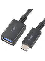 オーム電機 OHM SMT-L015CAJ-K USB Type-Aメス/USB3.1 Gen1 Type-C ケーブル 0.15m