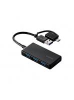 エレコム ELECOM U3H-CA4004BBK（ブラック） USB Type-C（TM）変換アダプター付き USB3.0超薄型ハブ