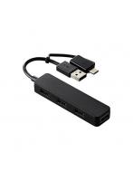 エレコム ELECOM U2H-CA4003BBK（ブラック） USB Type-C（TM）変換アダプター付き USB2.0ハブ