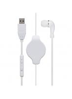 ミヨシ UHP-K01/WH（ホワイト） コントローラー付き 巻取り式 片耳イヤホン USBタイプ