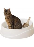倒れにくいネコのトイレ オープンタイプ ホワイト/ベージュ OCLP-390 猫 猫用 トイレ 猫トイレ ネコトイレ