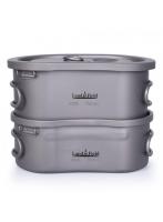 LandField チタン製 飯ごう 2点セット LF-TMT010 600ml 300ml 飯盒 1合 2合 耐食性 高強度 軽量 キャン...